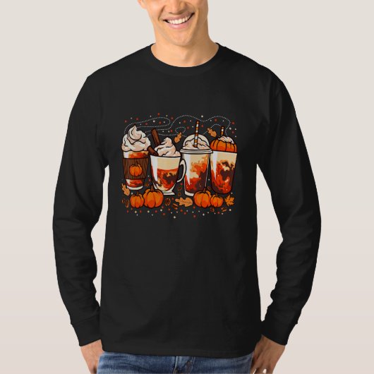 パンプキンスパイスコーヒーラテ 秋の季節 Tシャツ (正面)