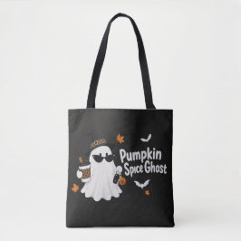 パンプキンスパイスゴーストTシャツ | 華やかハロウィンデザイン トートバッグ