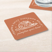 パンプキンスパイスシナモン転が スクエアペーパーコースター (アングル)