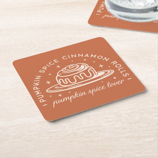 パンプキンスパイスシナモン転が スクエアペーパーコースター (アングル)
