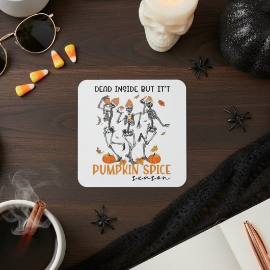 「パンプキンスパイスシーズンの中で死んだ」スケルトン スクエアシール