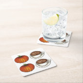 パンプキンスパイスシーズンオレンジオータム秋コーヒー スクエアペーパーコースター (インサイチュ)