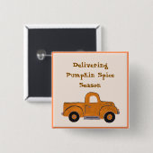 パンプキンスパイスシーズンハンドトラックの絵を描配達 缶バッジ (正面&裏面)