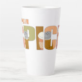 パンプキンスパイスシーズンワードロゴアート カフェラテマグ (正面)