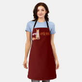 パンプキンスパイスシーズン座ってキツネダークレッドエプロン エプロン (着用した状態)