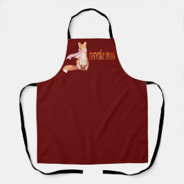 パンプキンスパイスシーズン座ってキツネダークレッドエプロン エプロン
