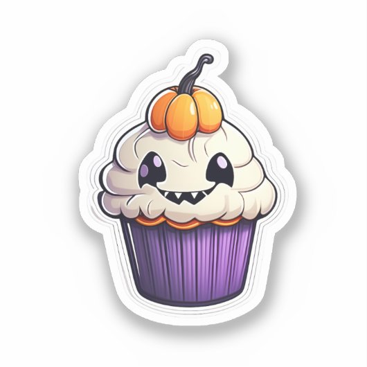 パンプキンスパイススマイル:ハロウィーンカップケーキ シール (正面)