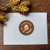 パンプキンスパイスドードルオレンジマグブラウンステッカー ラウンドシール