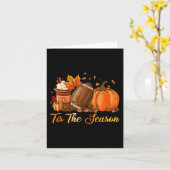 パンプキンスパイスフットボール　これぞ秋の季節　感謝祭 カード (黄色い花)