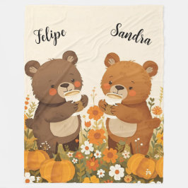 パンプキンスパイスベア フリースブランケット