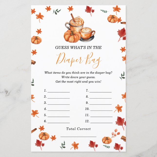 パンプキンスパイスベビーシャワーおむつバッグ (正面)