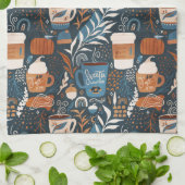 パンプキンスパイスボホ秋 キッチンタオル (折り畳み)