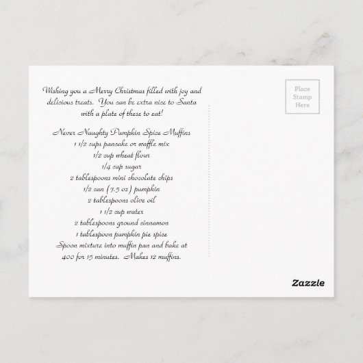 パンプキンスパイスマフィンレシピクリスマスポストカード ポストカード (裏面)