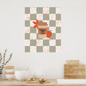 パンプキンスパイスラテオンフランネルの背景 ポスター (キッチン)