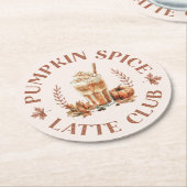 パンプキンスパイスラテクラブ秋秋 ラウンドペーパーコースター (アングル)