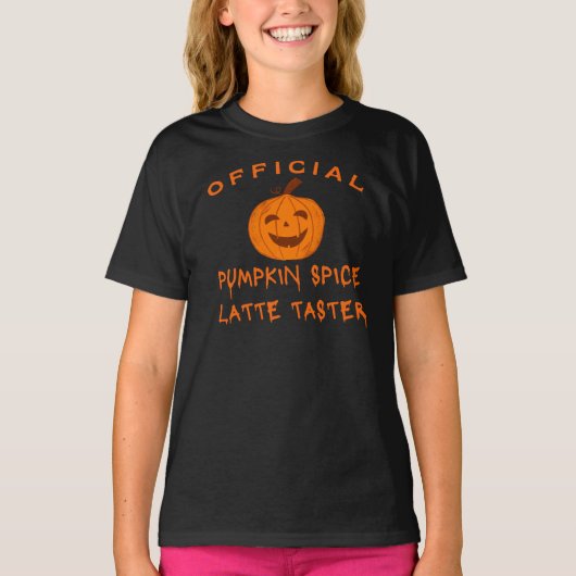 パンプキンスパイスラテタスターハロウィーンTシャツ Tシャツ (正面)