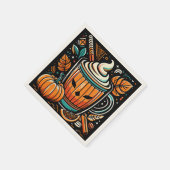 パンプキンスパイスラテハロウィーンデザイン スタンダードカクテルナプキン (角)