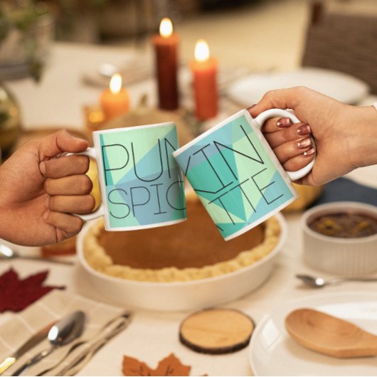 パンプキンスパイスラテ幾何学的デザインハロウィーン ツートーンマグカップ