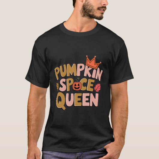 パンプキンスパイス女王 楽しいスプーキー ハロウィンパーティーV Tシャツ (正面)