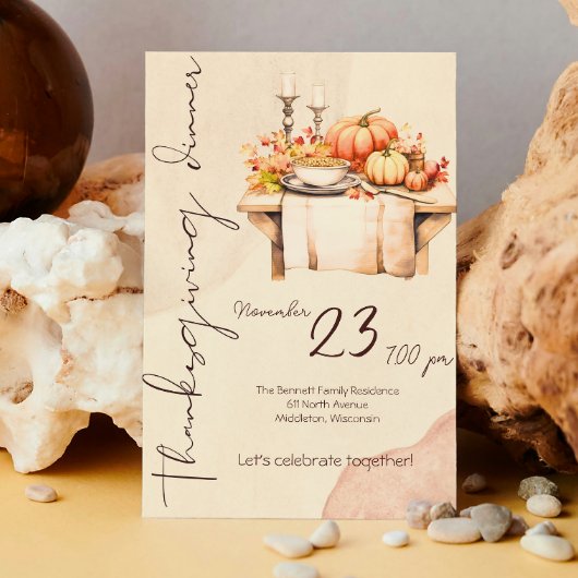 パンプキンスパイス水の色ボホサンクスディナー 招待状