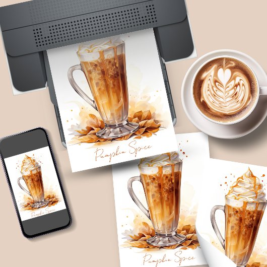 パンプキンスパイス水絵画色の芸術 ポスター