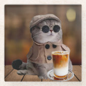 パンプキンスパイス秋キャットガラスコースター ガラスコースター (正面)