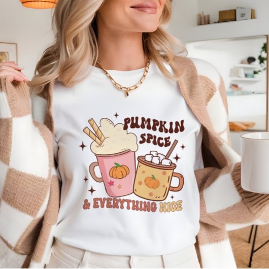 パンプキンスパイス秋ファッションかわいいラテコーヒー Tシャツ