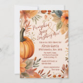 パンプキンスパイス秋ベビーシャワーボホオレンジフローラ 招待状 (正面)