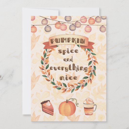 パンプキンスパイス秋リース感謝祭ディナー 招待状 (正面)