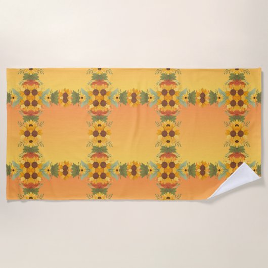 パンプキンスパイス秋秋の収穫感謝祭 ビーチタオル (正面)