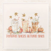 パンプキンスパイス秋秋ドリンクおもしろい引用文 ガラスコースター (正面)