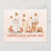 パンプキンスパイス秋秋ドリンクおもしろい引用文 ポストカード (正面)