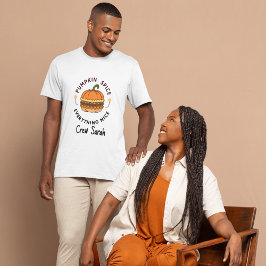 パンプキンスパイス+すべてが素敵 ネーム 秋 クルー チーム Tシャツ
