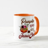 パンプキンスパイス&イエスキリストおもしろい秋 マグカップ (正面右)