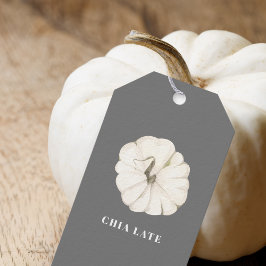 パンプキンスパイス ウォーターカラー ホワイト＆グレー チャイラテ ギフトタグ