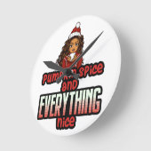 パンプキンスパイス&オールナイスブラックガール魔法S ラウンド壁時計 (傾斜)