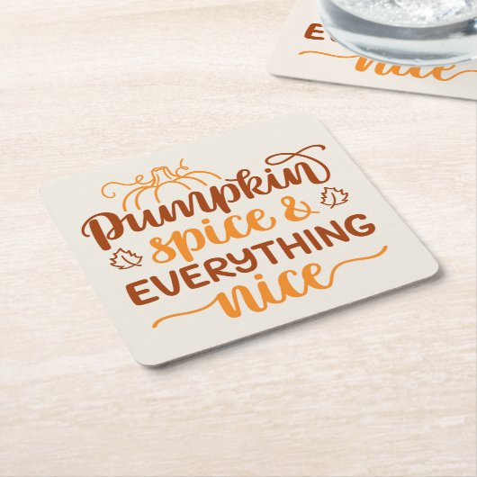 パンプキンスパイス&オールナイス スクエアペーパーコースター (アングル)