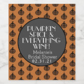 パンプキンスパイス&ワインブライダルシャワーオレンジ秋 ワインラベル (シングルラベル)