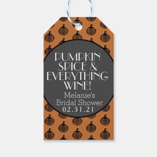 パンプキンスパイス&ワインブライダルシャワー ギフトタグ (正面)