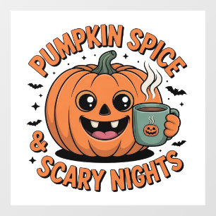 パンプキンスパイス&怖い夜 かわいいハロウィーンの風 ウィンドウサイン