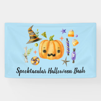 パンプキンスプークタキュラハロウィンバッシュパーティーブルー 横断幕