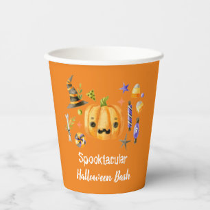 パンプキンスプークタキュラハロウィーンバッシュパーティーオレンジ 紙コップ