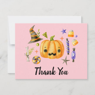 パンプキンスプークタキュラー ハロウィンバッシュパーティーピンク サンキューカード