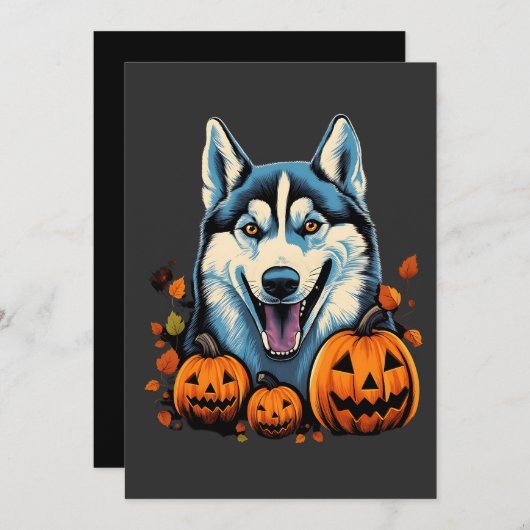 パンプキンスポップ・アートのハロウィーンで焼けるかすれた犬 シーズンカード (正面/裏面)