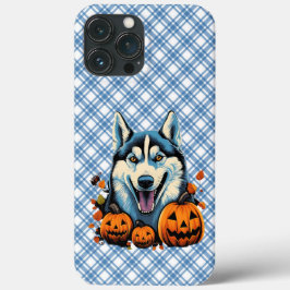 パンプキンスポップ・アートのハロウィーンで焼けるかすれた犬 iPhone 13 PRO MAXケース