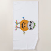 パンプキンスロスハロウィーンの衣装ギフト ビーチタオル (正面)