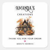 パンプキンス幽霊のよく出るハロウィンビジネス付きハウス スクエアシール (正面)