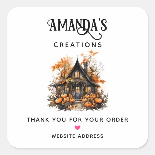 パンプキンス幽霊のよく出るハロウィンビジネス付きハウス スクエアシール (正面)