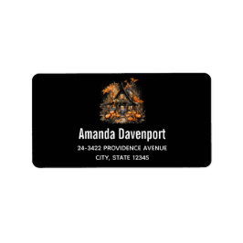 パンプキンス幽霊のよく出るハロウィーンブラック付きハウス ラベル