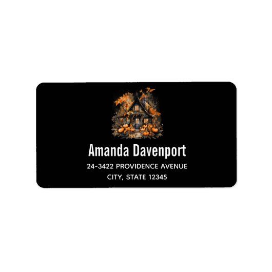 パンプキンス幽霊のよく出るハロウィーンブラック付きハウス ラベル (正面)